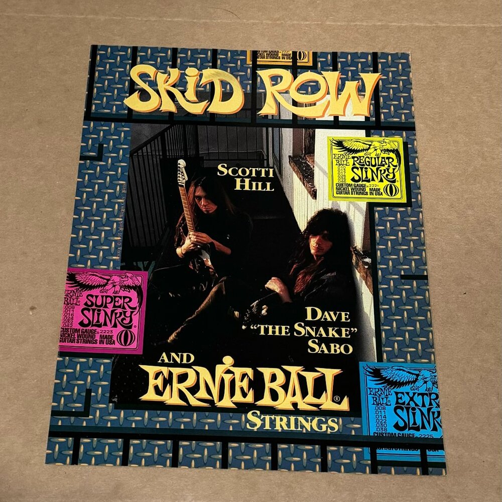 SKID ROW - Ernie Ball - 1992 Print Advertisement